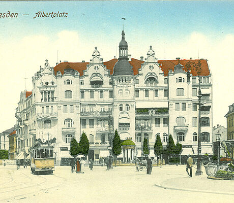 Albertplatz Nordseite um 1910 | Postkarte Albertplatz Nordseite - um 1910 | Postkarte
